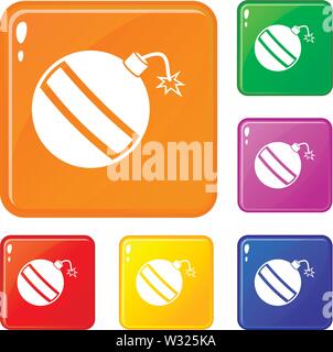 Bomb icons set vector color Stock Vector