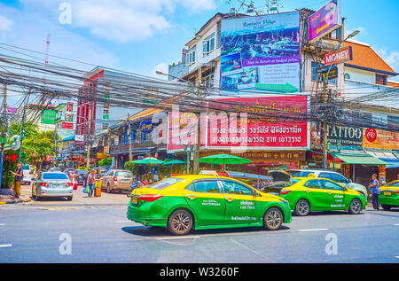 BANGKOK, THAILAND - APRIL 22, 2019: The Banglamphu is one of the most popular tourist district in the city and the best place to relax in numerous caf