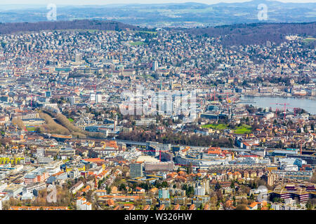 Panorama view of city of Zurich from the Uetliberg mountain Stock Photo