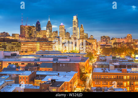 Philadelphia, Pennsylvania, USA skyline over Center City at dusk. Stock Photo