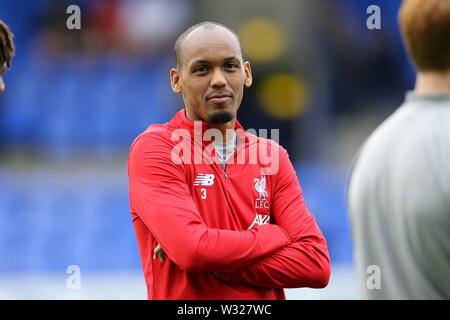 Birkenhead, UK. 11th July, 2019. Fabinho of Liverpool looks on before the game. Pre-season football friendly match, Tranmere Rovers v Liverpool at Prenton Park in Birkenhead, The Wirral on Thursday 11th July 2019. this image may only be used for Editorial purposes. Editorial use only, license required for commercial use. No use in betting, games or a single club/league/player publications. pic by Chris Stading/Andrew Orchard sports photography/Alamy Live news Credit: Andrew Orchard sports photography/Alamy Live News Stock Photo