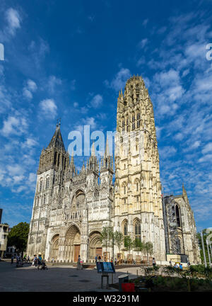 Medieval Our Lady Cathedral of Rouen exterior building, Normandy ...