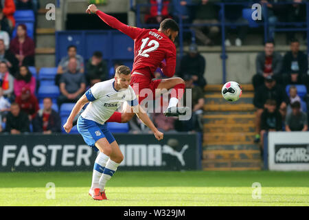 Birkenhead, UK. 11th July, 2019. Joe Gomez of Liverpool during the Pre-Season Friendly match between Tranmere Rovers and Liverpool at Prenton Park on July 11th 2019 in Birkenhead, England. (Photo by Tony Taylor/phcimages.com) Credit: PHC Images/Alamy Live News Stock Photo