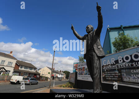 Birkenhead, UK. 11th July, 2019. A general view of the Johnny King statue outside Prenton Park before the Pre-Season Friendly match between Tranmere Rovers and Liverpool at Prenton Park on July 11th 2019 in Birkenhead, England. (Photo by Tony Taylor/phcimages.com) Credit: PHC Images/Alamy Live News Stock Photo