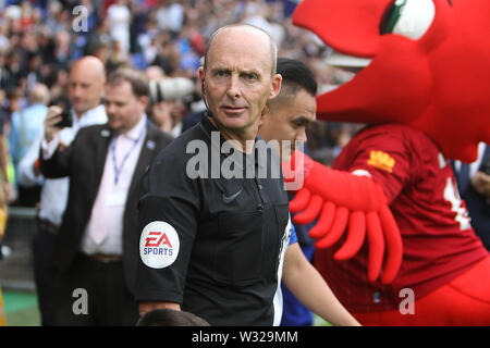 Birkenhead, UK. 11th July, 2019. Referee Mike Dean during the Pre-Season Friendly match between Tranmere Rovers and Liverpool at Prenton Park on July 11th 2019 in Birkenhead, England. (Photo by Richard Ault/phcimages.com) Credit: PHC Images/Alamy Live News Stock Photo