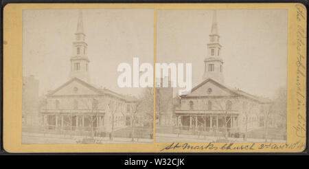St Mark's Church 2nd Avenue and 10th St, from Robert N Dennis collection of stereoscopic views Stock Photo