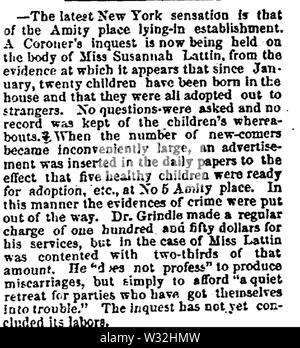 Susannah Lattin (1848-1868) in the Daily Eastern Argus or Portland, Maine on September 11, 1868 Stock Photo