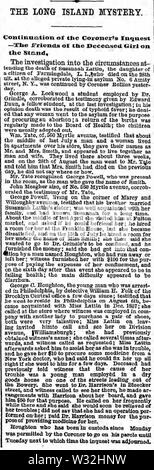 Susannah Lattin (1848-1868) in the Brooklyn Eagle on September 4, 1868 Stock Photo