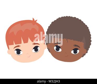 heads of cute little kids avatar character vector illustration design Stock Vector