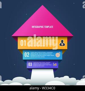 Arrow start up infographic options banner. Business success concept. Can be used for workflow layout, diagram, chart, number and step options, web. Stock Vector