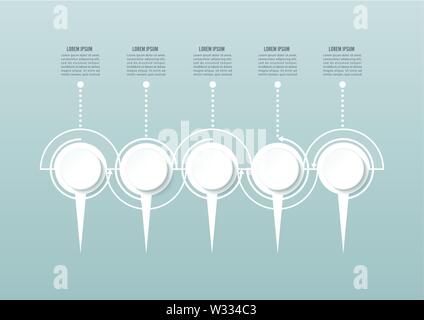 Abstract 3D infographic template with a five steps for success. Business circle template with options for brochure, diagram, workflow, timeline. Stock Vector