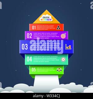 Arrow start up infographic options banner. Business success concept. Can be used for workflow layout, diagram, chart, number and step options. Stock Vector