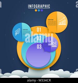 Circle infographic template three option, process or step for business presentation Stock Vector