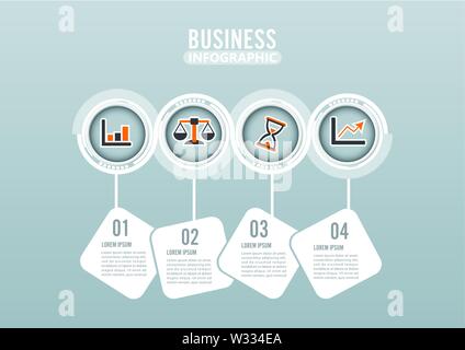 Infographic design vector and marketing icons can be used for workflow layout, diagram, annual report, web design. Business concept with 4 options. Stock Vector