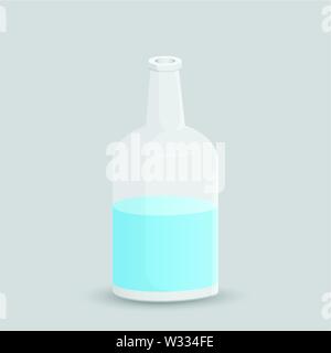 Glass bottle with water on a white background. Vector illustration bottle with a white label in your designs, pattern mock-up containers filled with l Stock Vector