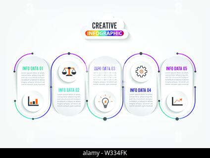 Five steps infographics. Template for brochure, business, web design. Stock Vector
