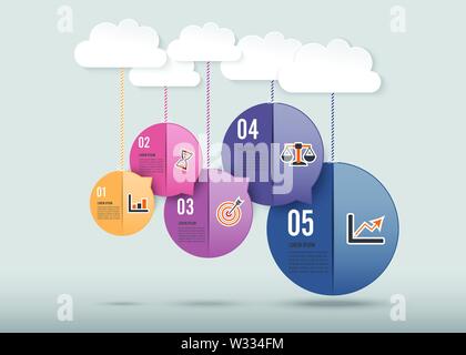 Infographics design vector and marketing icons can be used for workflow layout, diagram, annual report, web design. Business concept with 5 options. Stock Vector