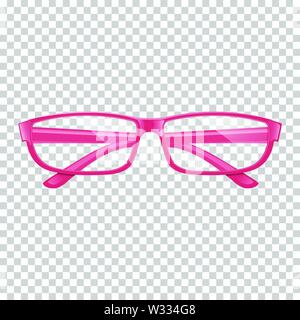 Realistic pink glasses on transparent background. Top view. Eps10 vector illustration. Stock Vector