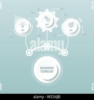 Vector infographic technology design template,integrated circles. Business concept with options. Vector illustration. Used for workflow layout, diagra Stock Vector