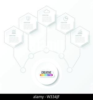 Vector infographic template with 3D paper label, integrated circles. Business concept with options. For content, diagram, flowchart, steps, parts. Stock Vector