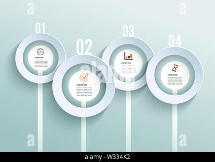 Vector abstract 3d paper infographic elements. Circular infographics. Stock Vector
