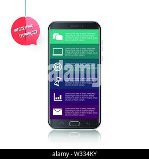 Vector mobile phone for infographic. Template for diagram, graph, presentation and chart. Stock Vector