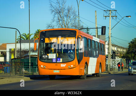 SANTIAGO, CHILE - JULY 2019: A Transantiago bus in Pudahuel Stock Photo