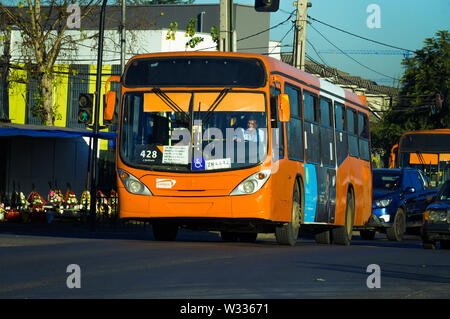 SANTIAGO, CHILE - JULY 2019: A Transantiago bus in Pudahuel Stock Photo