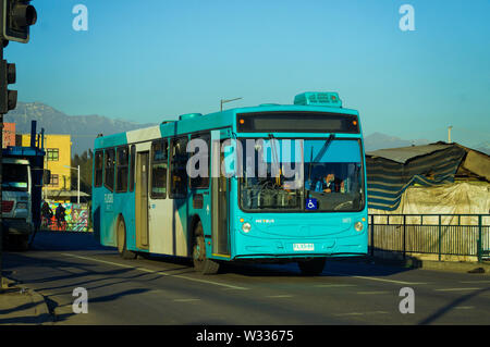 SANTIAGO, CHILE - JULY 2019: A Transantiago bus in Pudahuel Stock Photo