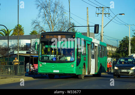 SANTIAGO, CHILE - JULY 2019: A Transantiago bus in Pudahuel Stock Photo