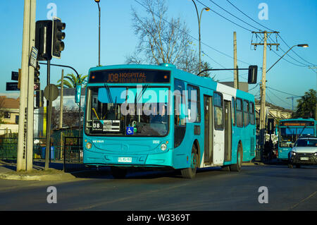 SANTIAGO, CHILE - JULY 2019: A Transantiago bus in Pudahuel Stock Photo