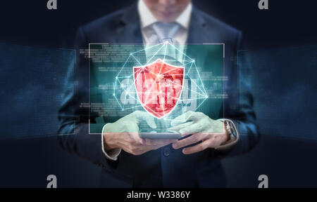 Business online data security, internet network security system and AI artificial intelligence technology. Element of this image are furnished by NASA Stock Photo