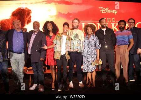 Hans Zimmer, John Kani, Shahadi Wright Joseph, JD McCrary, Seth Rogen, Alfre Woodard,Chiwetel Ejiofor, Donald Glover, Jon Favreau  07/10/2019 'The Lion King' Press Conference held at the Montage Beverly Hills Luxury Hotel in Beverly Hills, CA. Photo by I. Hasegawa /HNW/ PictureLux Stock Photo