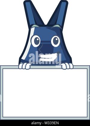 Grinning with board overalls isolated with in the mascot Stock Vector
