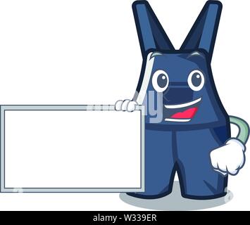 With board overalls isolated with in the mascot Stock Vector