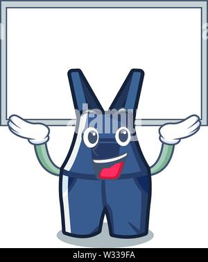 Up board overalls isolated with in the mascot Stock Vector