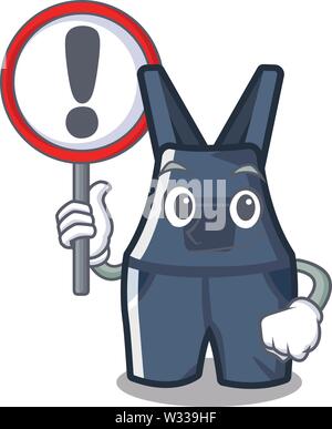 With sign overalls isolated with in the mascot Stock Vector