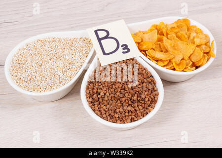 Nutritious food as source vitamin B3, dietary fiber and minerals, concept of healthy lifestyles Stock Photo