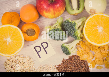 Healthy nutritious food as source vitamin PP, B3, dietary fiber and other natural minerals. Vintage photo Stock Photo