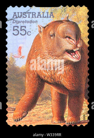 AUSTRALIA - CIRCA 2008: A stamp printed in Australia shows an Australia animal - Diprotodon, circa 2008. Stock Photo