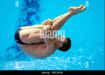 Gwangju, South Korea. 12th July, 2019. Jump: One-meter board, qualification. Patrick Hausding from Germany in action. Credit: Bernd Thissen/dpa/Alamy Live News Stock Photo