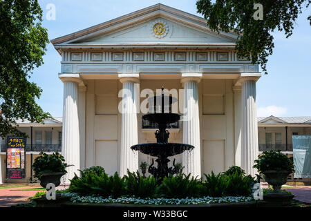 Little Rock, USA - June 4, 2019: Old State House Museum building, old capitol building in summer with neoclassical columns architecture with water fou Stock Photo