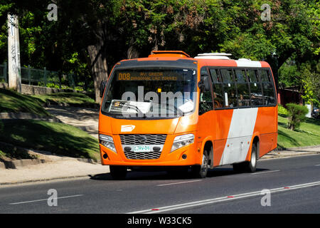 SANTIAGO, CHILE - OCTOBER 2014: A Transantiago bus in La Reina Stock Photo