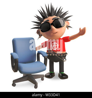 Rotten punk rocker with spikey hair sings into the microphone, 3d ...