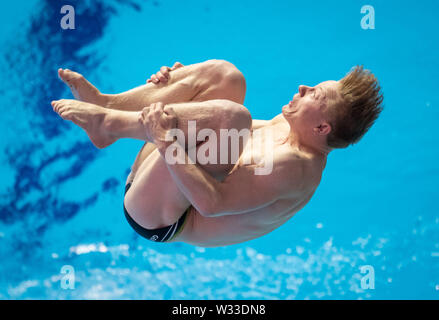 Gwangju, South Korea. 12th July, 2019. Jump: One-meter board, qualification. Frithjof Seidel from Germany in action. Credit: Bernd Thissen/dpa/Alamy Live News Stock Photo