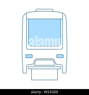 Monorail Icon. Thin Line With Blue Fill Design. Vector Illustration. Stock Vector