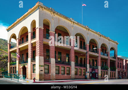 A beautiful Renaissance revival style building houses The United States Post Office in the small town American place of Bisbee, AZ Stock Photo