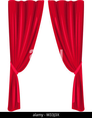 red curtain theater stage classic interior illustration Stock Photo