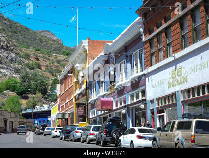 Bisbee, AZ's Main Street, lined with antique stores, shops and hotels, is a quirky small town America gem Stock Photo