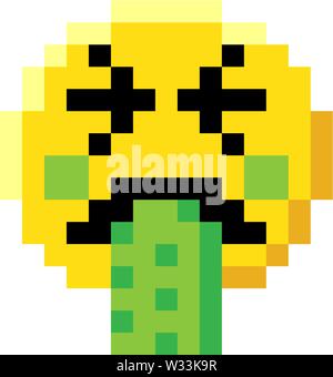 Emoticon Face Pixel Art 8 Bit Video Game Icon Stock Vector